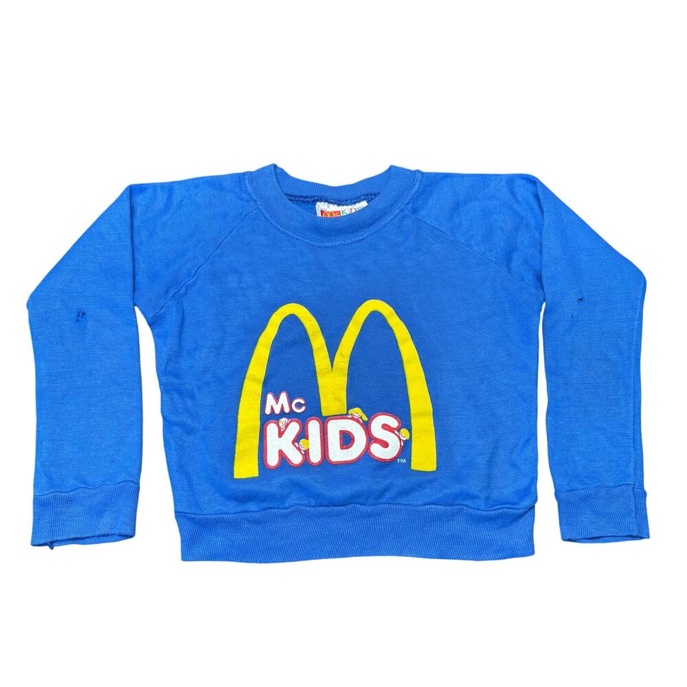Vintage McKids Sweatshirt 5/6 Medium Blue McDonalds Pullover Made in USA